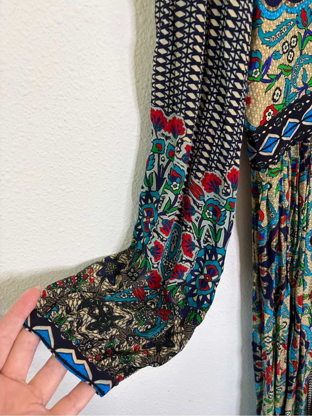 Anthropologie Bhanuni by Jyoti Bohemian Long Sleeve Maxi Dress 14 multicolor - Picture 8 of 13